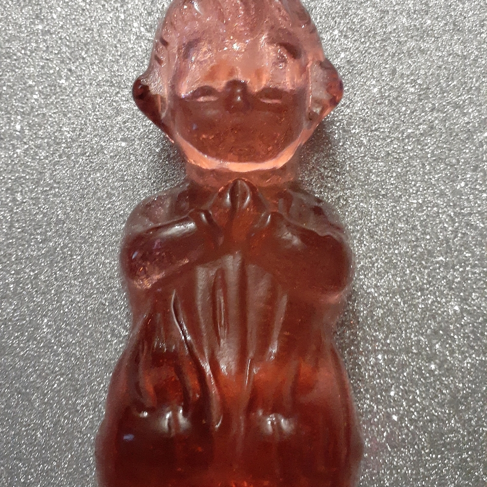 Vintage pink Fenton Glass praying girl unmarked Keepsake